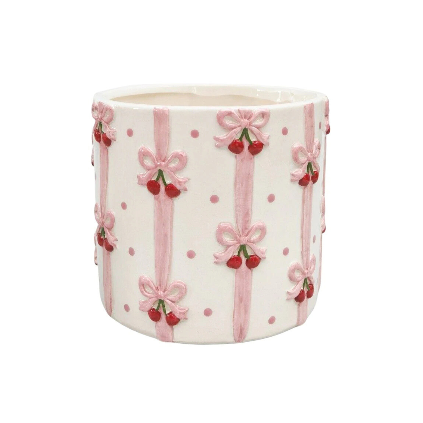 Cherry Bow Planter Pink