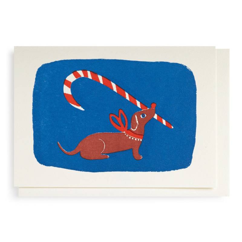 Candy Cane Dog Greeting Card