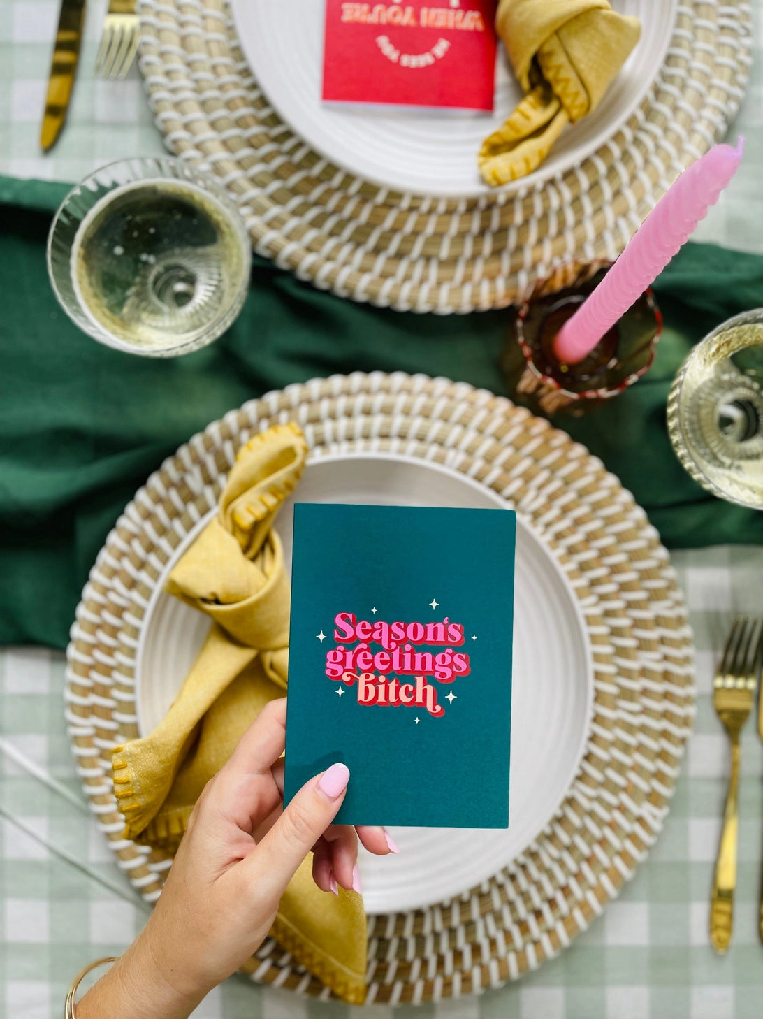 Seasons Greetings Bitch - Christmas Card Turquoise