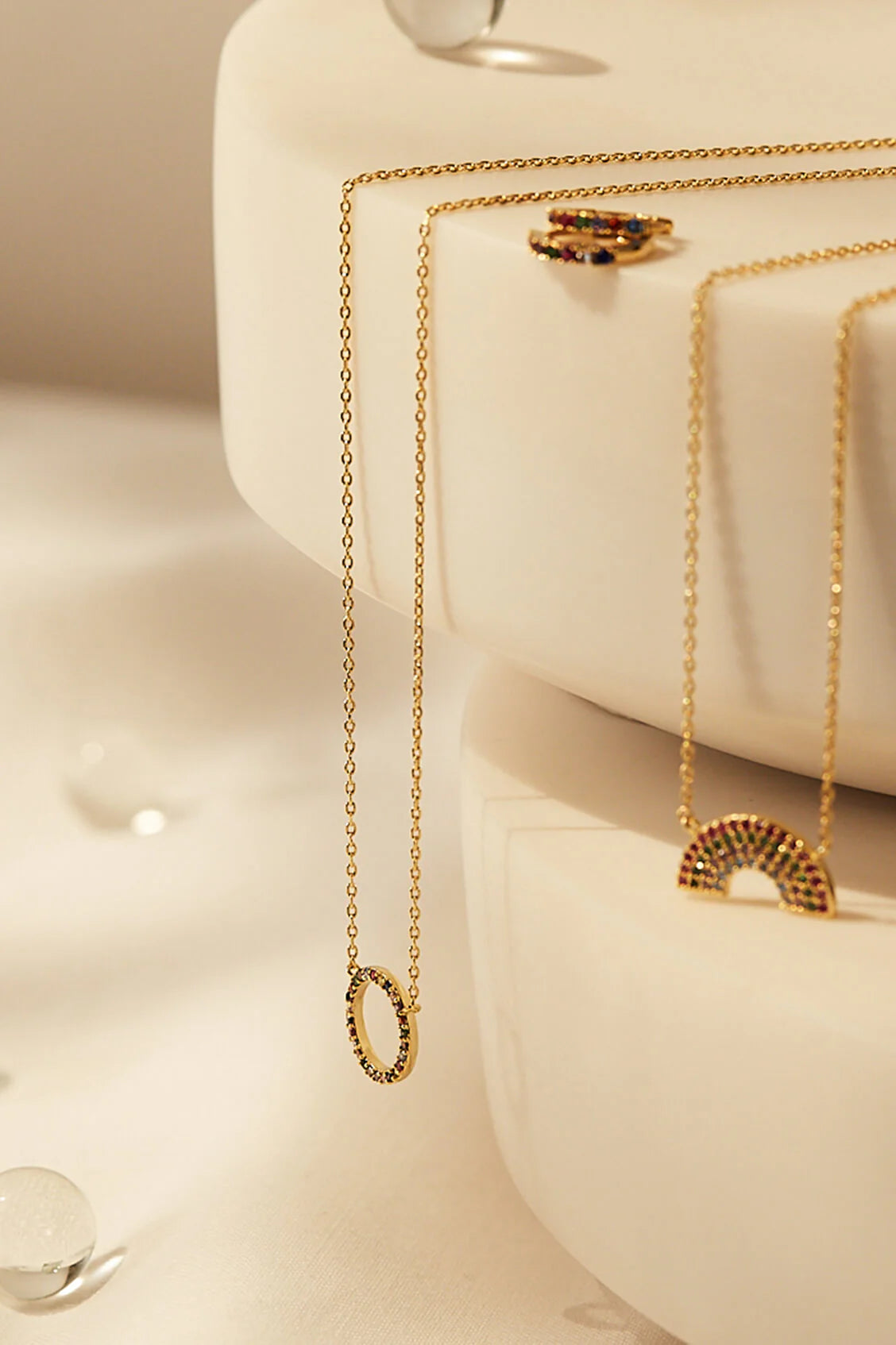 Multi Cz Circle Necklace - Gold Plated Gold Plated