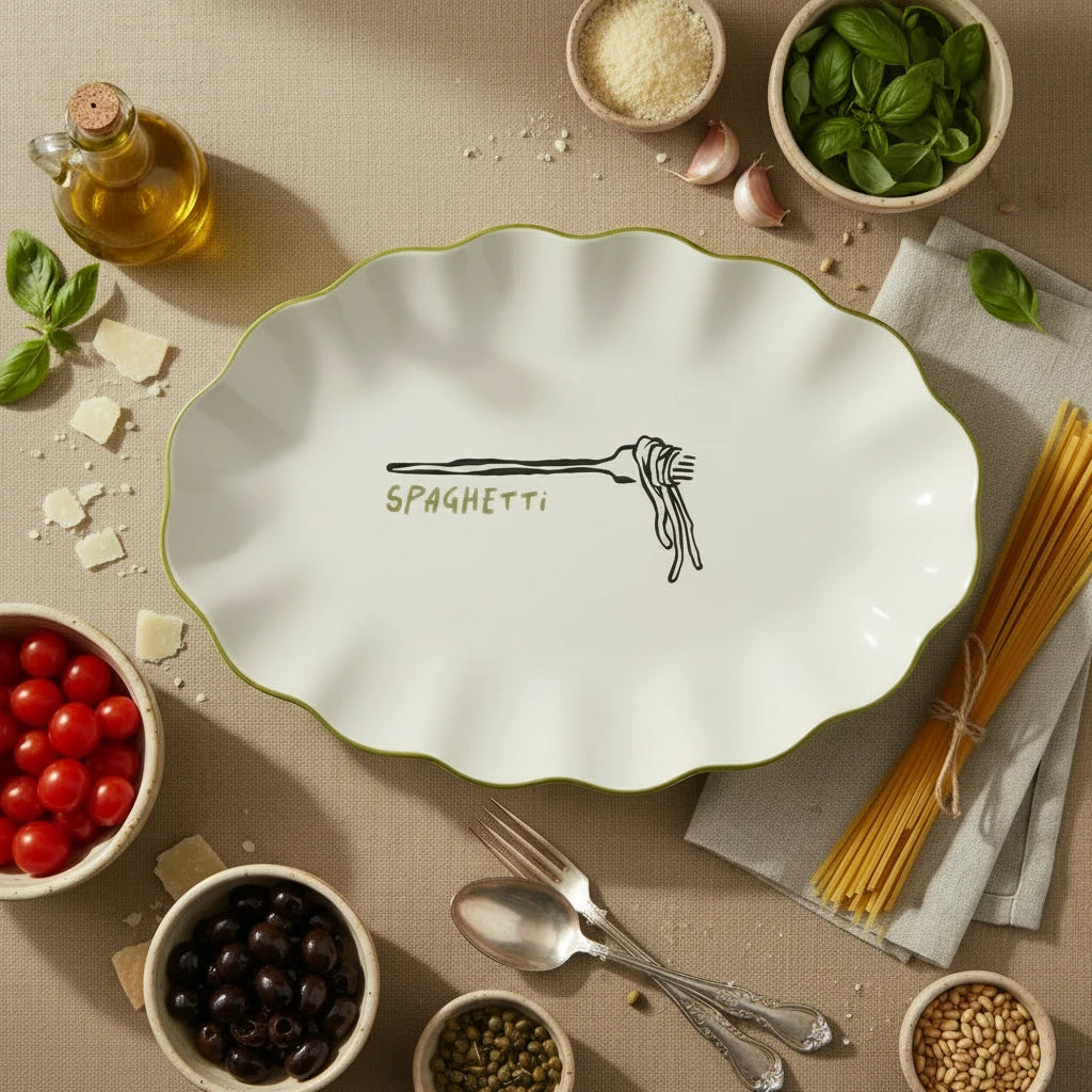 Mangiare Spaghetti Ceramic Platter