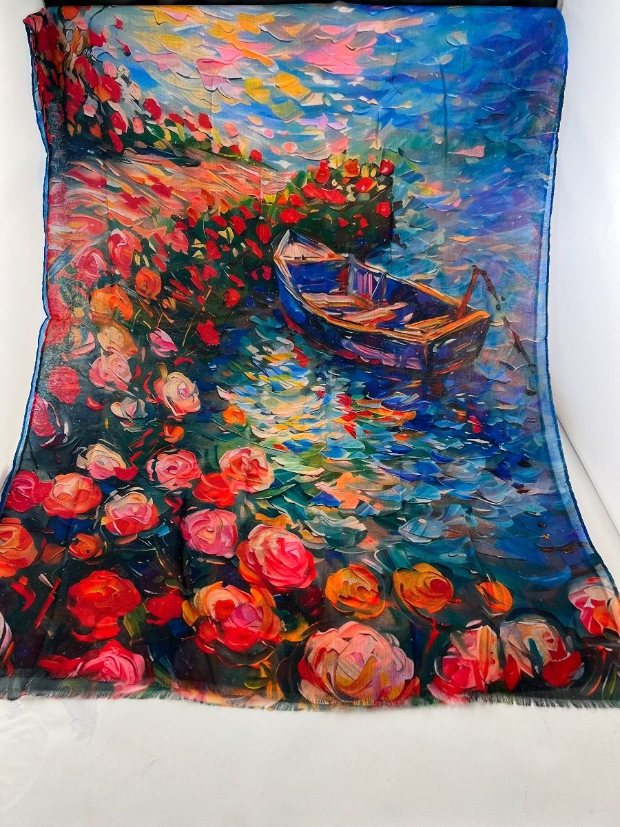 Cotton Scarf - Boat roses