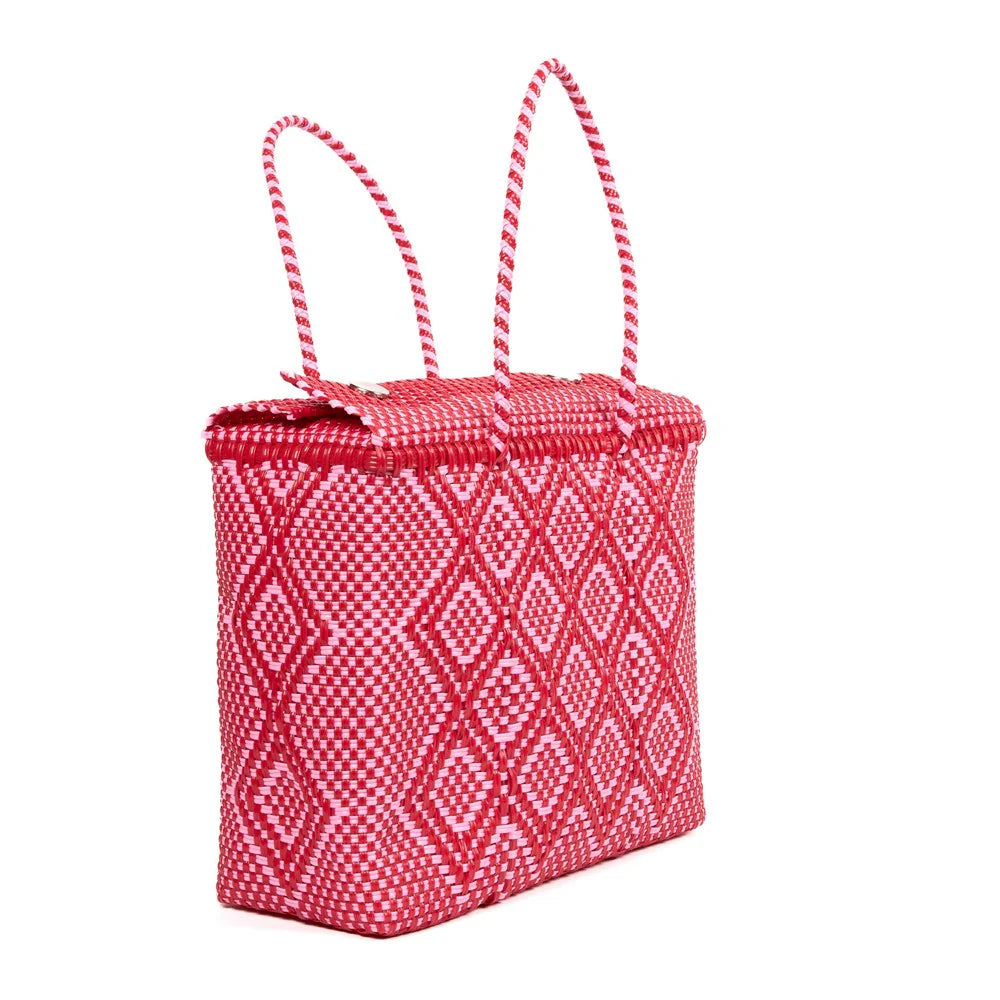 BAHIA - PALOMA Red Pink Medium Carryall Basket