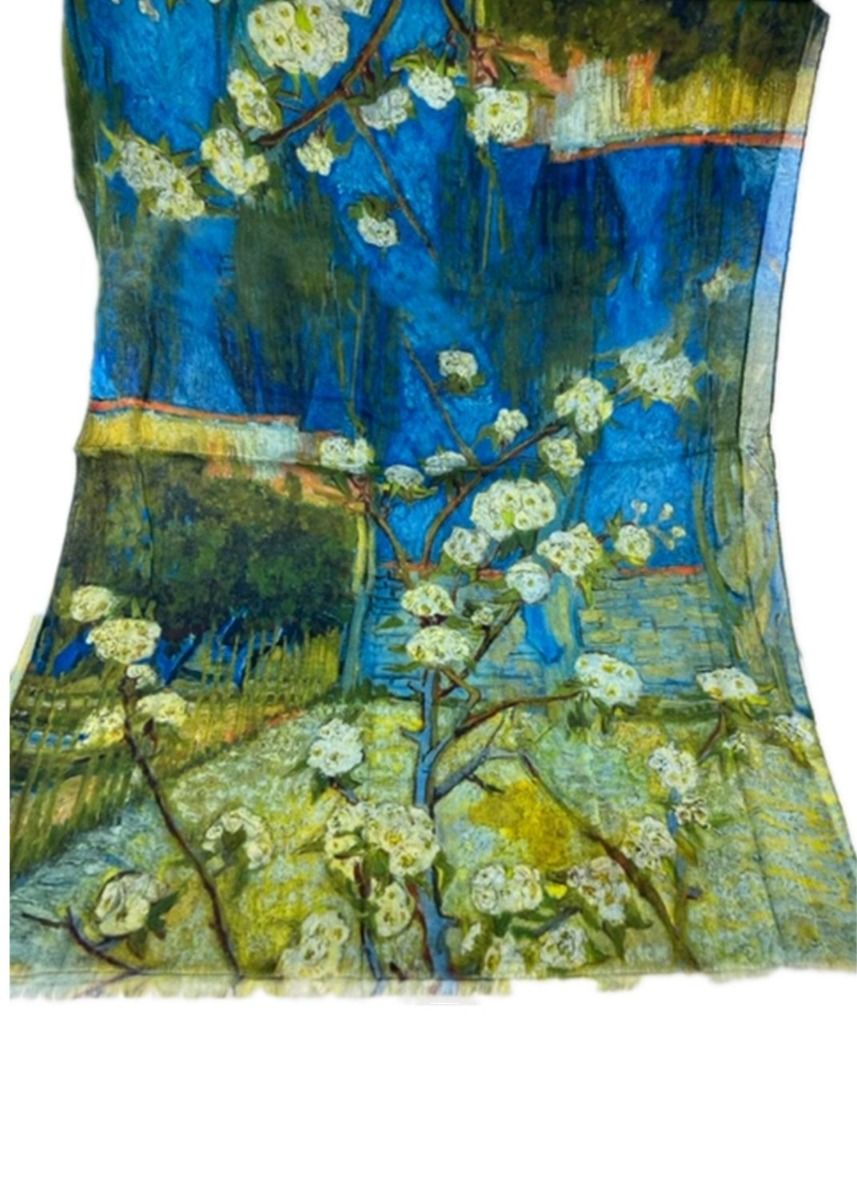 Cotton Scarf - Blue & Yellow flowers