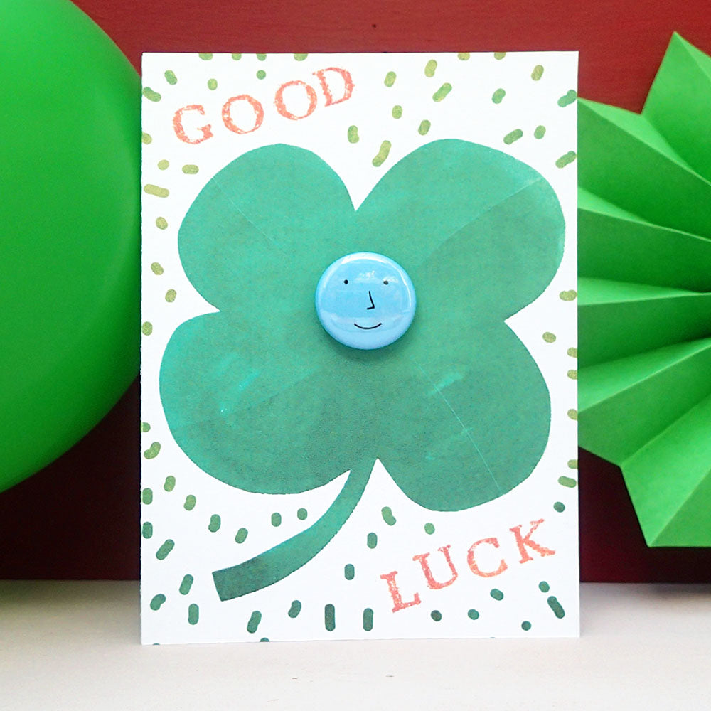 Lucky Clover - Greeting Card with Badge