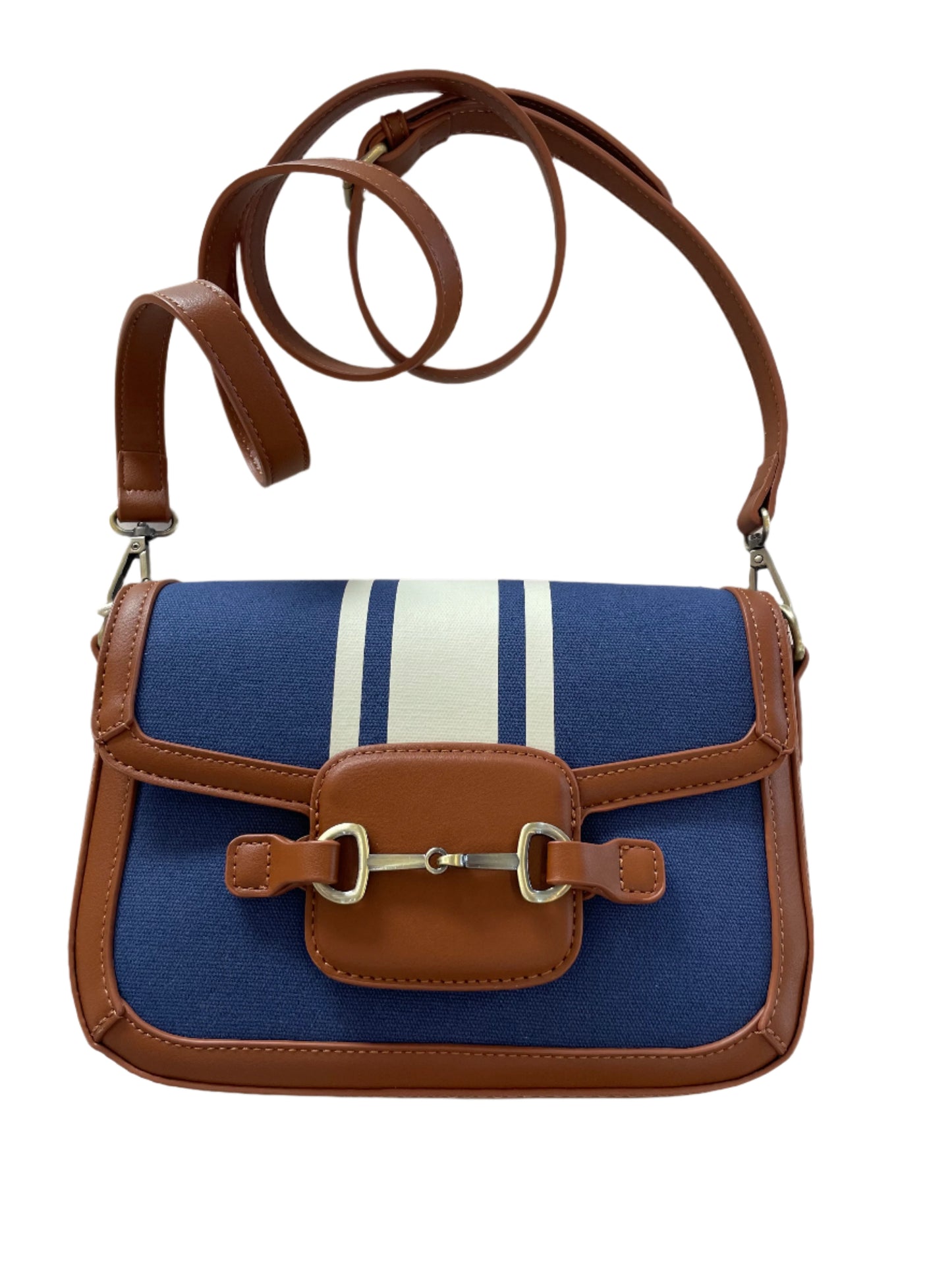 Navy Stripe Satchel
