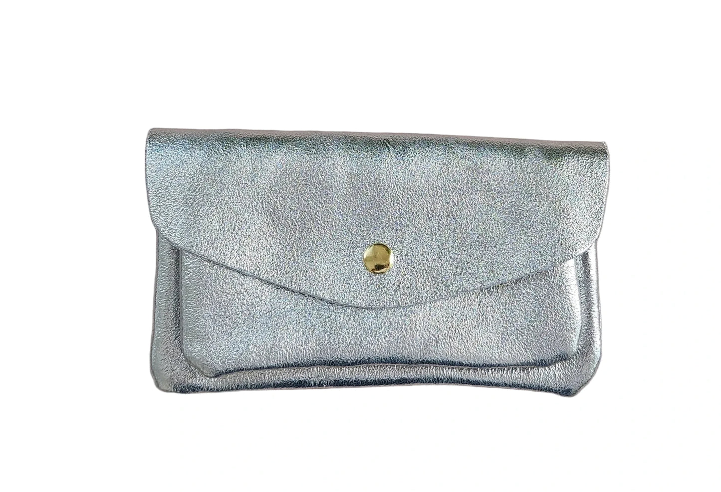 Kangaroo Double Pocket Leather Wallet Silver