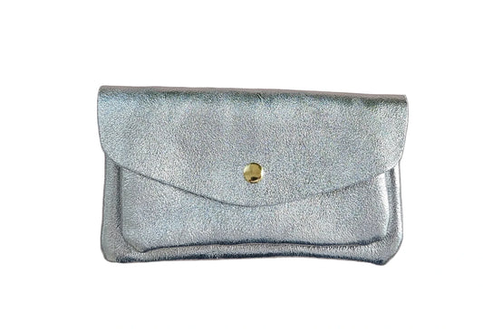 Kangaroo Double Pocket Leather Wallet Silver