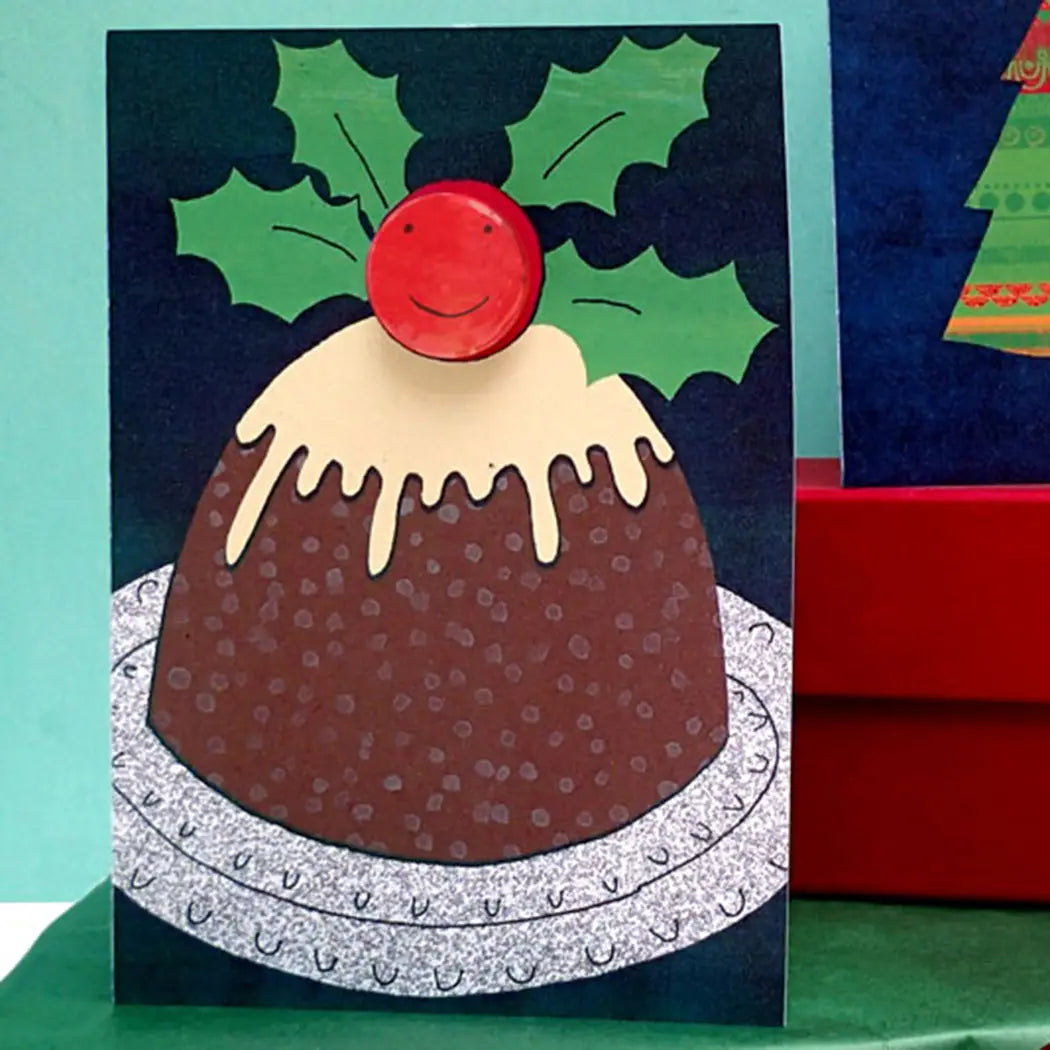 Christmas Pudding - Greeting Card with Badge