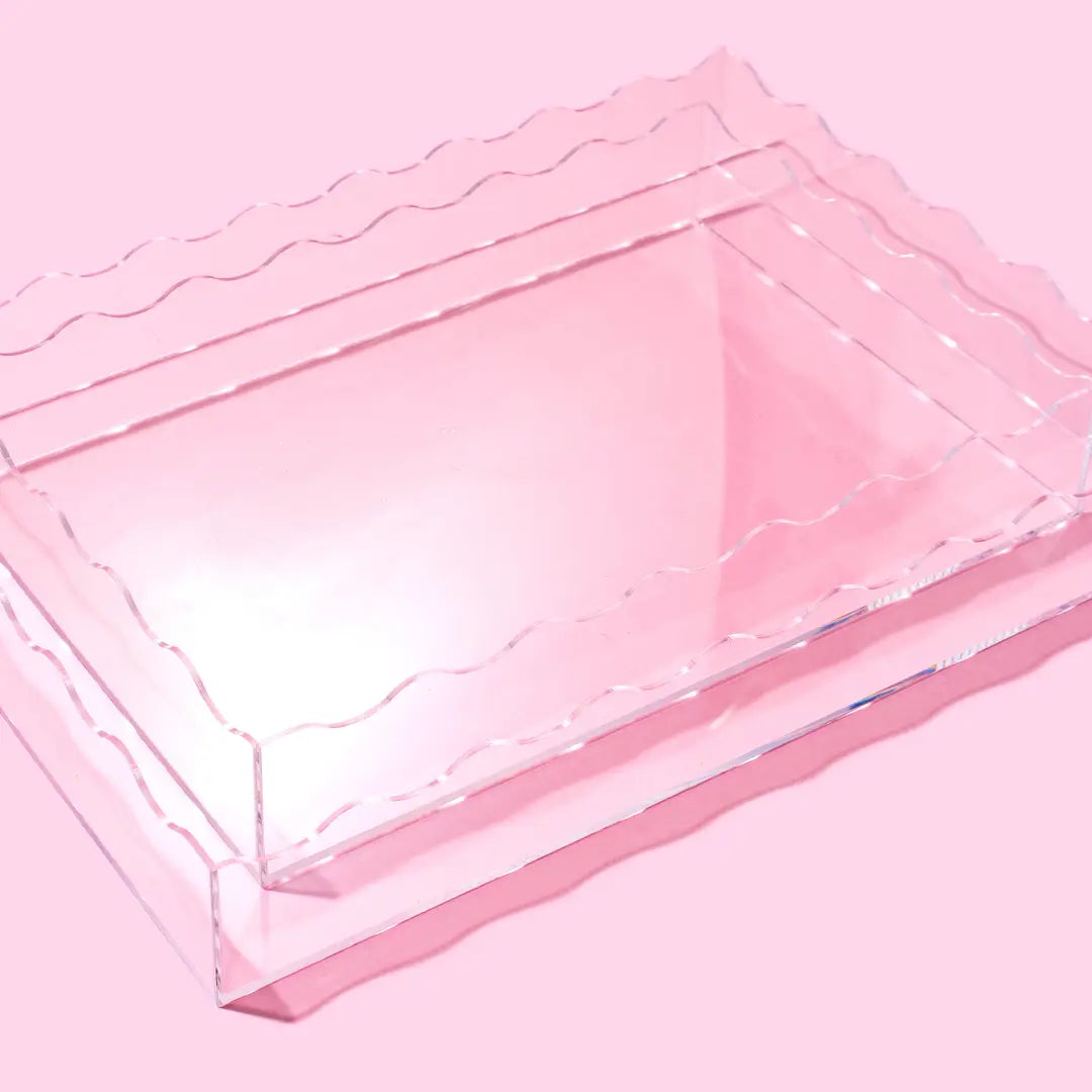 Wavy Acrylic Tray - Rectangle - Large - Clear