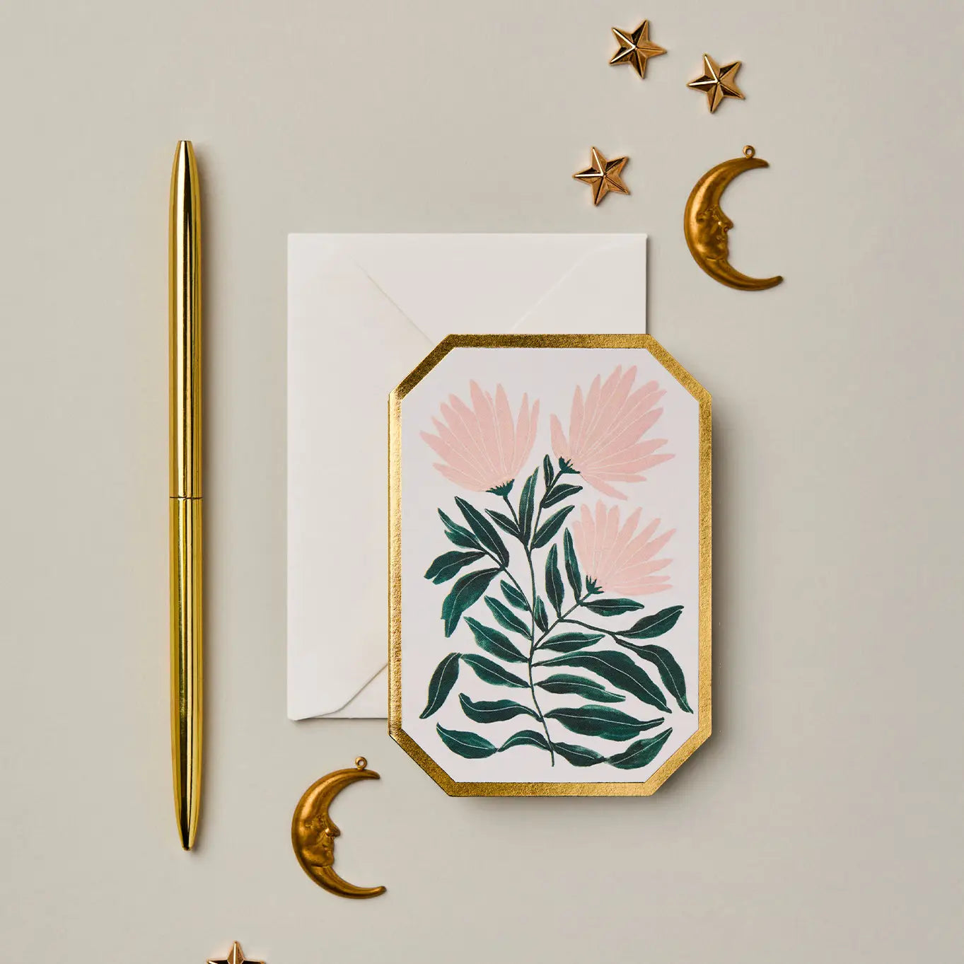 Chrysanthemum Botanical Mini Greeting Card