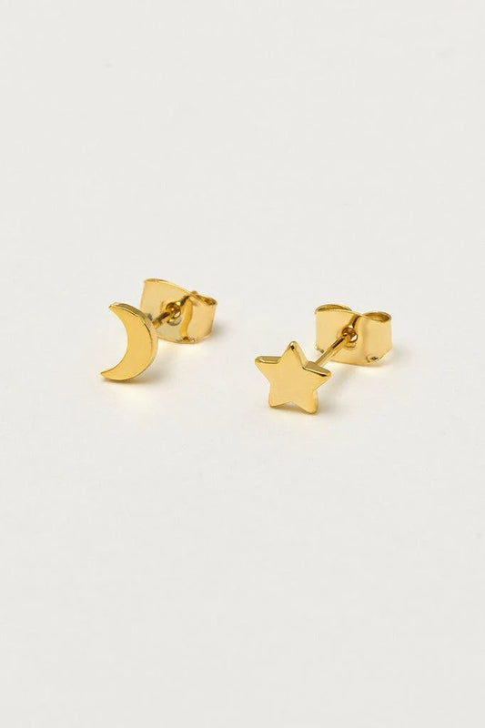 Mixed Moon And Star Earrings