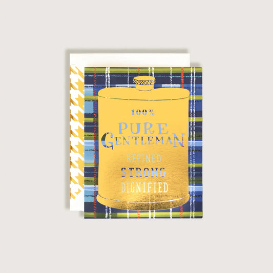 100% Pure Gentleman Gold Flask Plaid Greeting Card