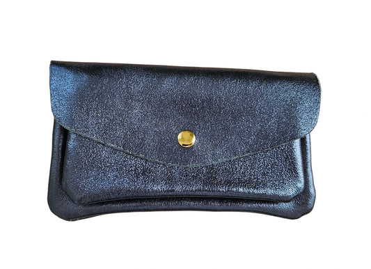 Kangaroo Double Pocket Leather Wallet Navy