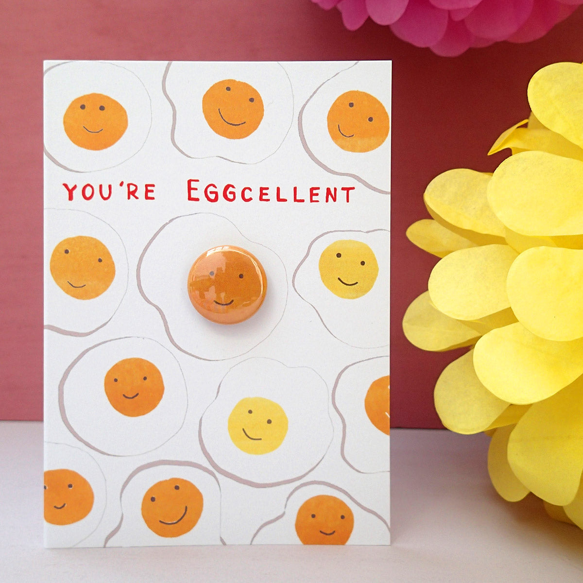 Greeting Card with Badge - Eggcellent Eggs