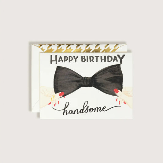 Happy Birthday Handsome Bow Tie Greeting Card