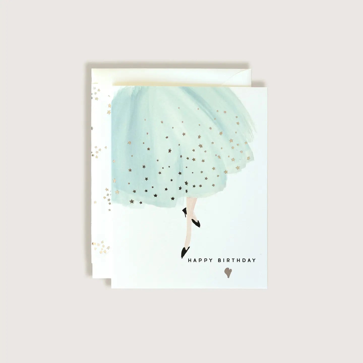 Happy Birthday Blue Dress Silver Foil Stars Greeting Card
