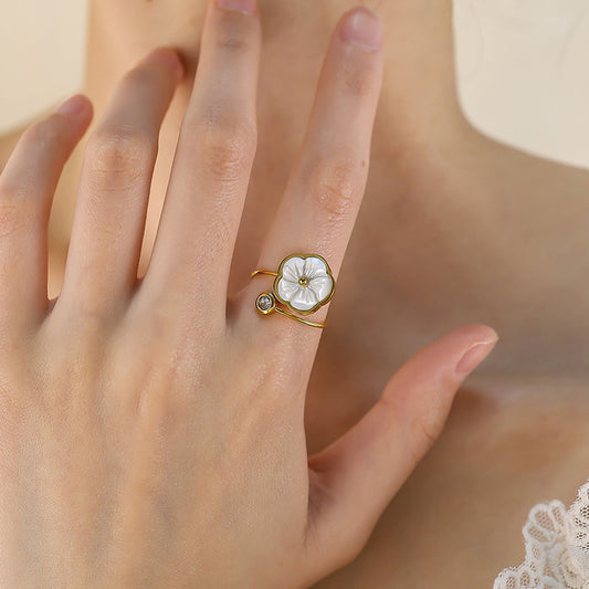 Flower & Gold Adjustable Ring