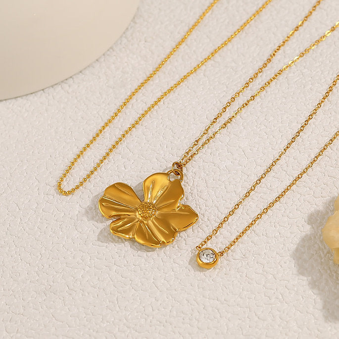 Necklace Triplicate Flower, Crystal & Bead