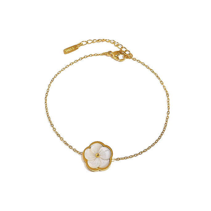 Gold & White Flower Bracelet