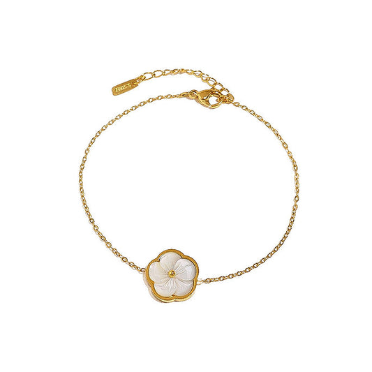 Gold & White Flower Bracelet