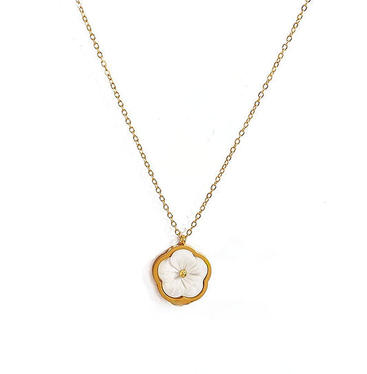 Gold & White Flower Necklace