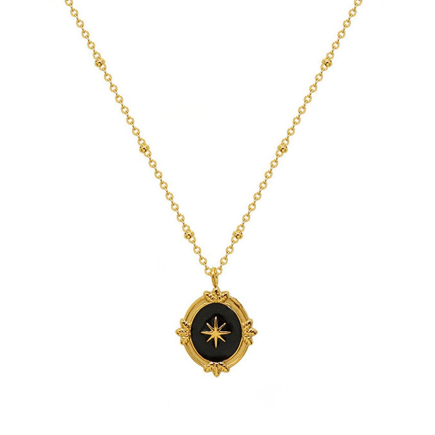 Black & Gold Star Pendant Necklace