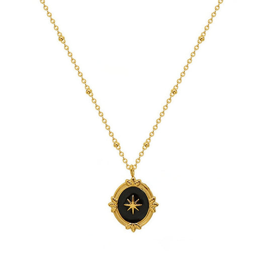 Black & Gold Star Pendant Necklace