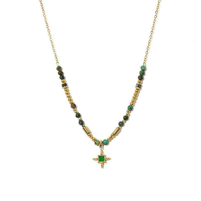 Gold & Green Gemstone Pendant Necklace