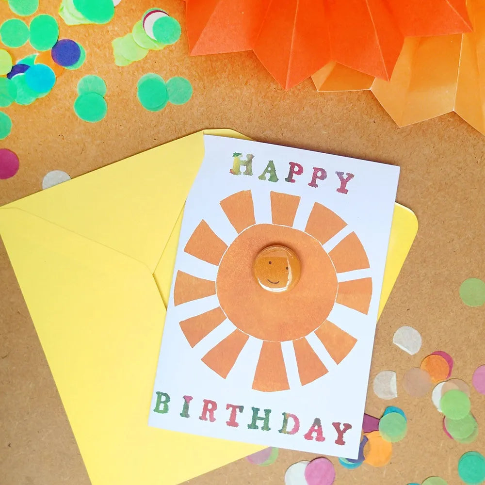 Birthday Sun - Greeting Card with Badge