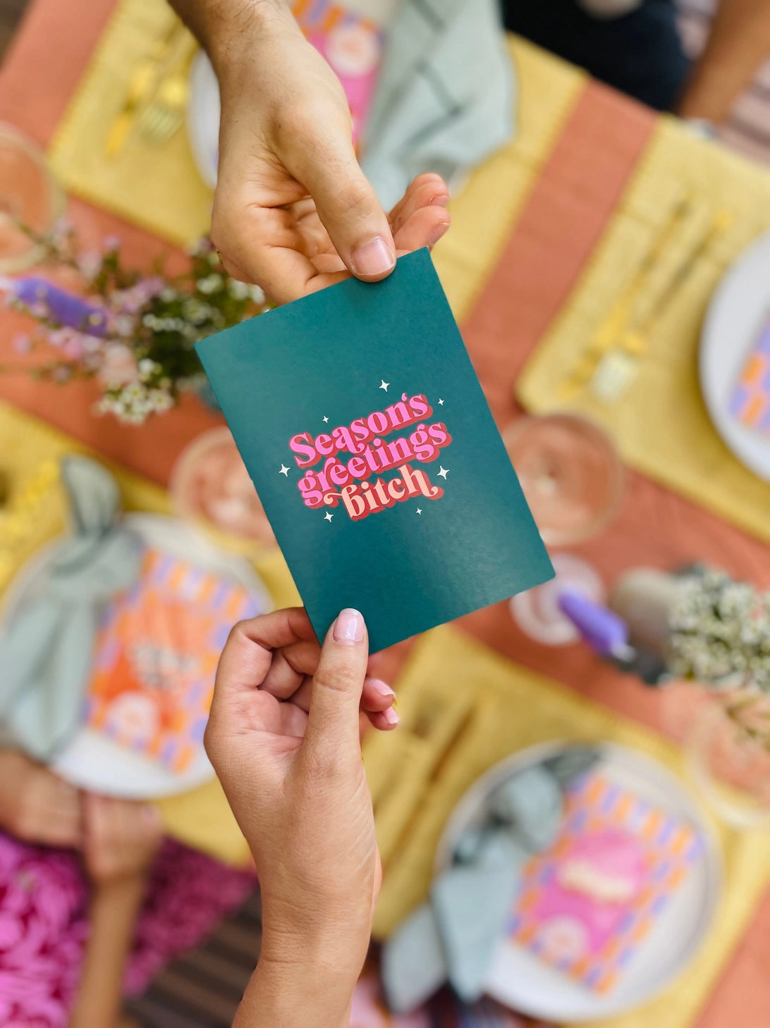 Seasons Greetings Bitch - Christmas Card Turquoise