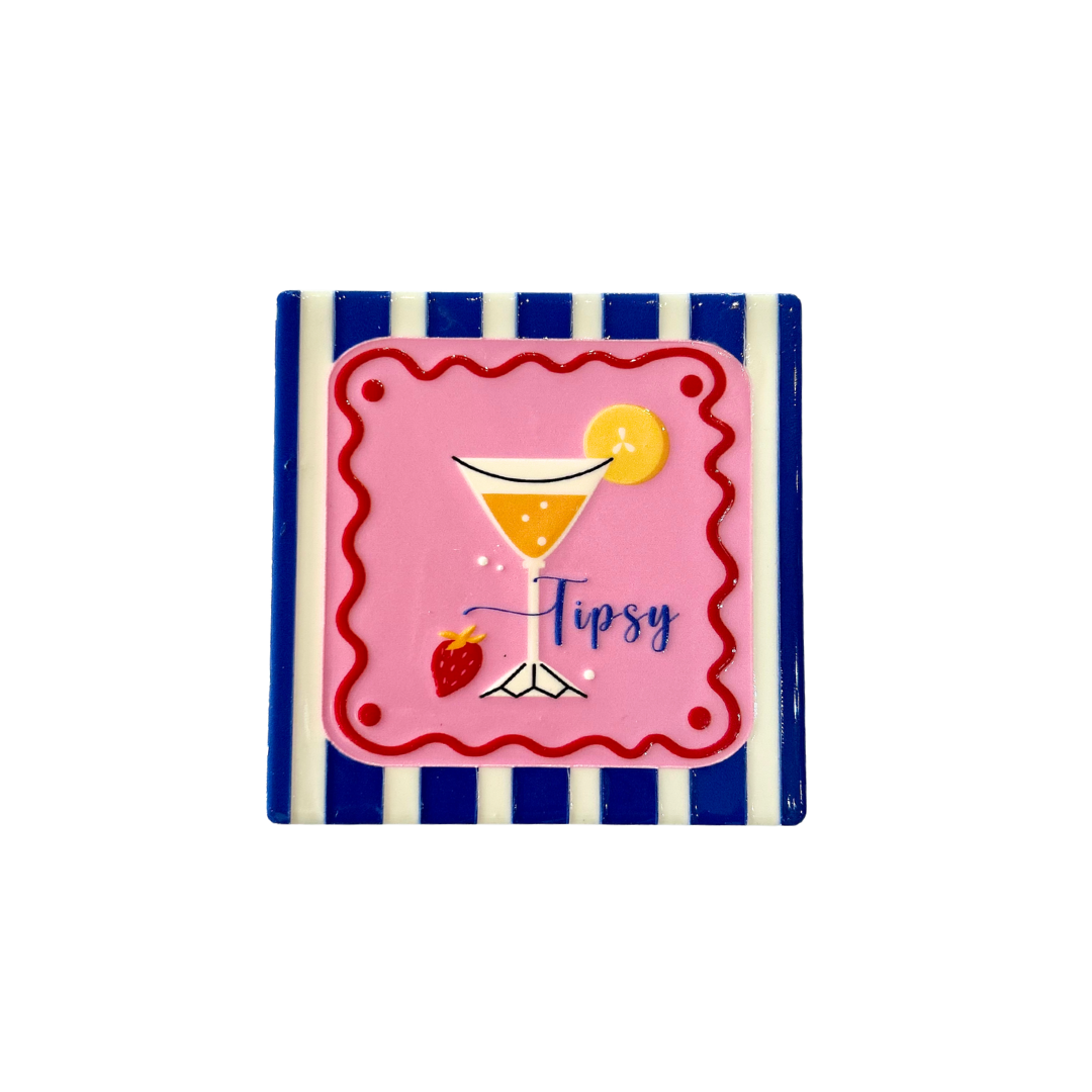 Tipsy Cocktail Ceramic Coaster