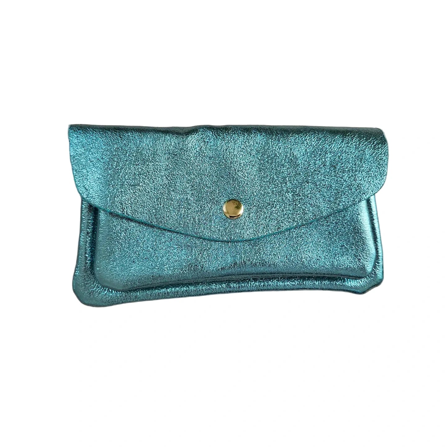 Kangaroo Double Pocket Leather Wallet Turquoise