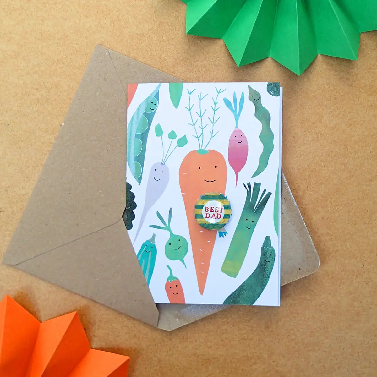 Carrot Best Dad - Greeting Card with Badge