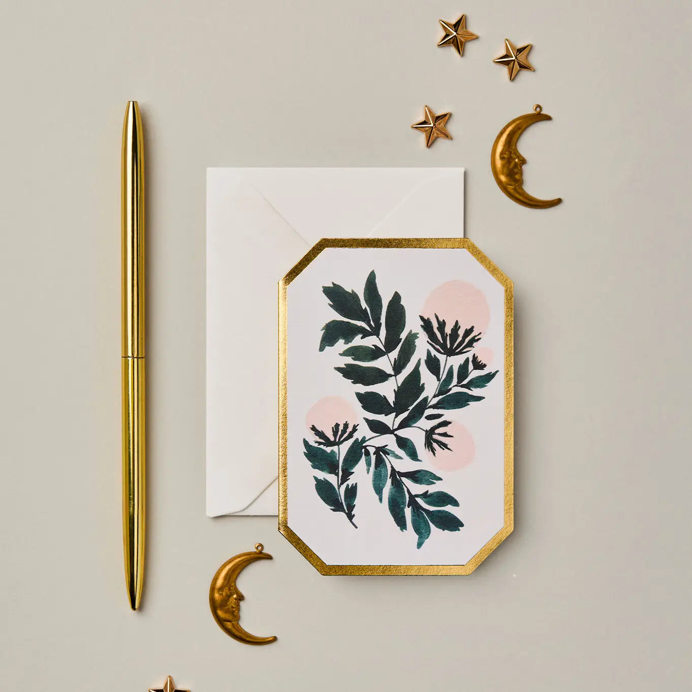 Peonies Botanical Mini Greeting Card