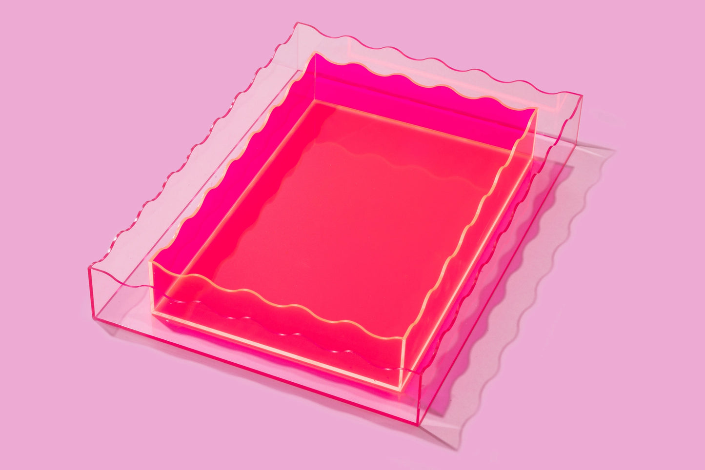 Wavy Acrylic Tray - Rectangle - Large - Light Pink