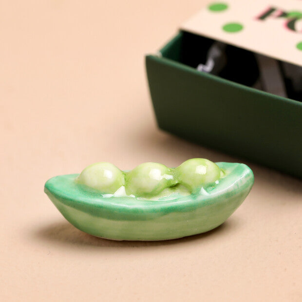 Tiny Matchbox Ceramic Token Peas in a Pod