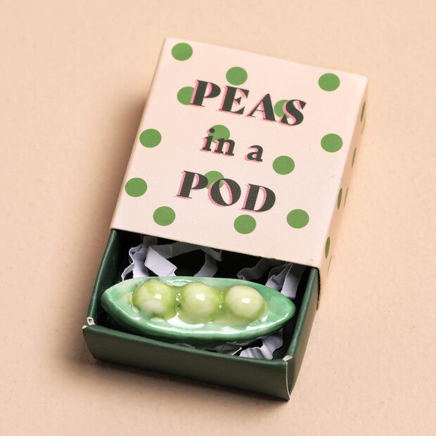 Tiny Matchbox Ceramic Token Peas in a Pod