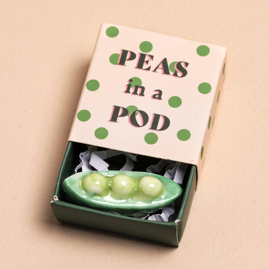 Tiny Matchbox Ceramic Token Peas in a Pod
