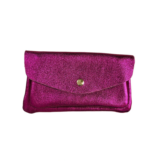 Kangaroo Double Pocket Leather Wallet Fuschia