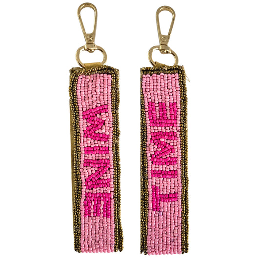 Wine Time Beaded Keychain