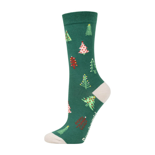 Womens Dainty Jolly Trees Bamboo Sock