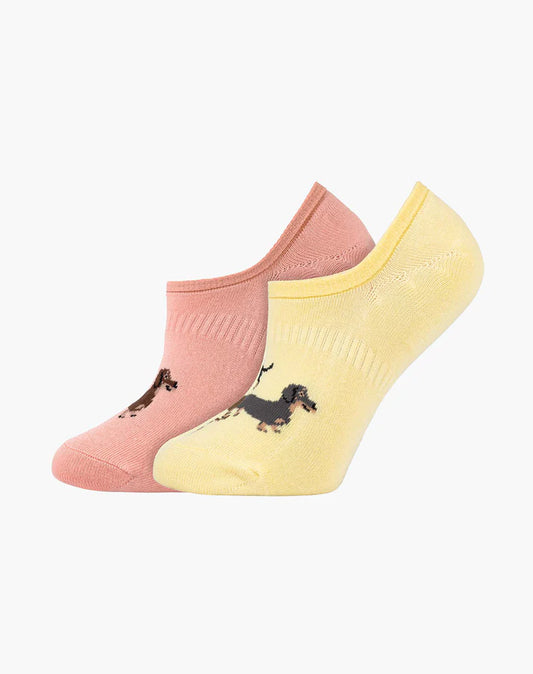 Womens 2 Pack Invisible Socks - Dash Pups