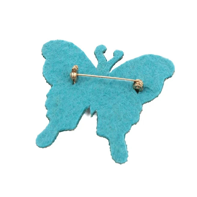Blue Butterfly Beaded Brooch