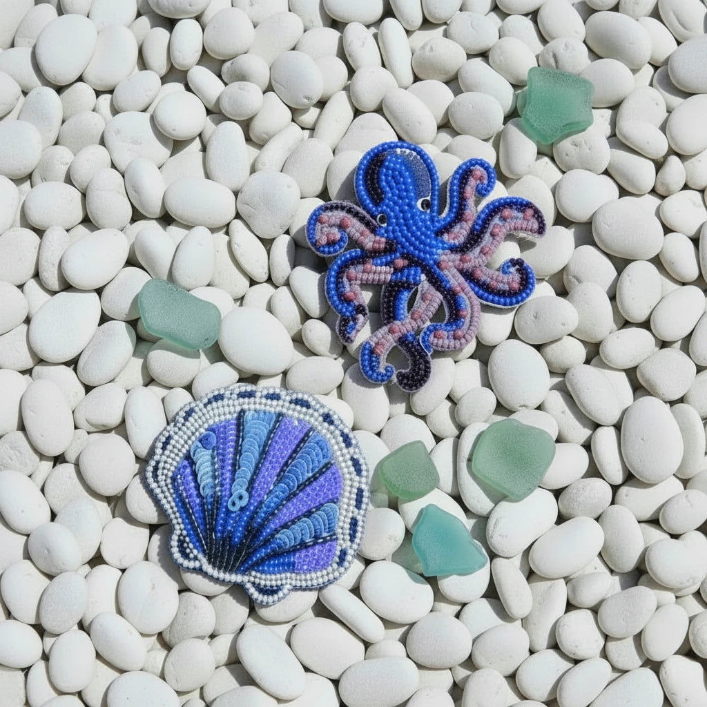 Octopus Beaded Brooch