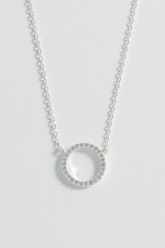 Circle CZ Silver Necklace