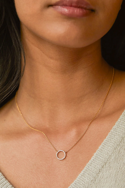 Circle CZ  Gold Necklace