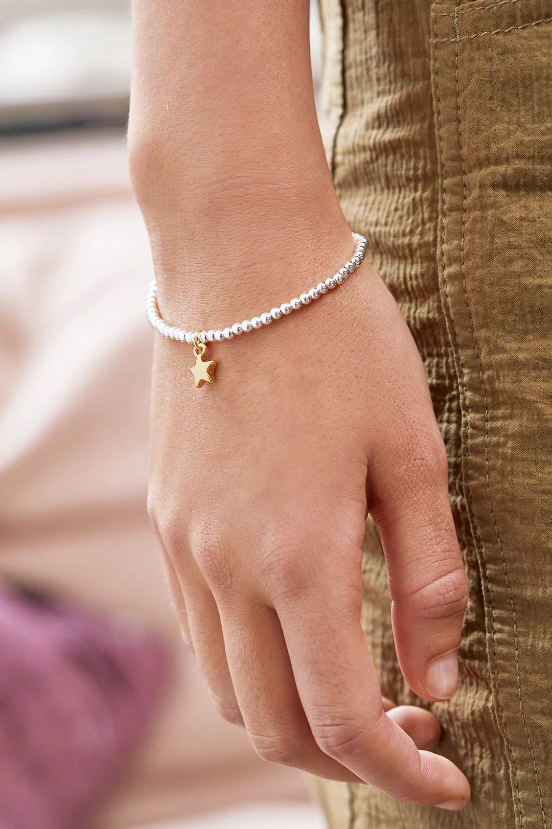 Sienna Beaded Puffy Star Charm Bracelet