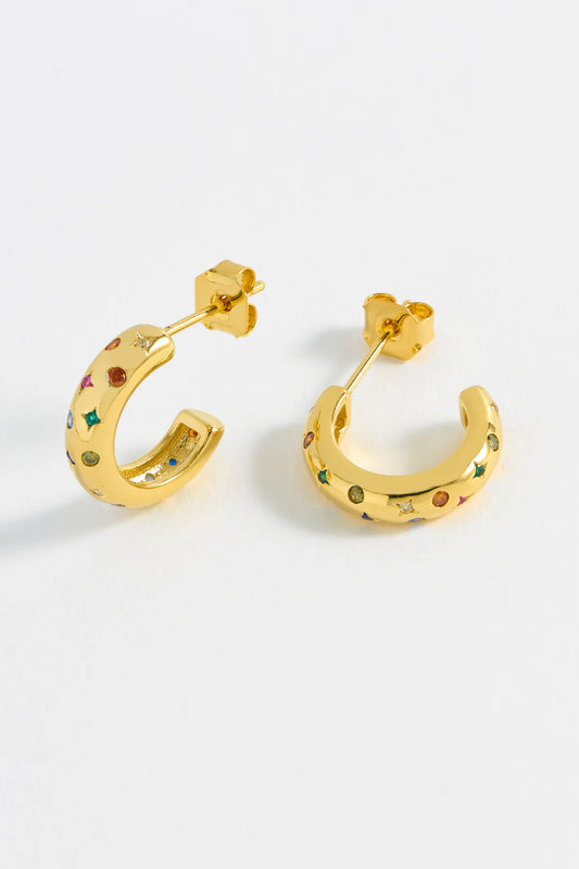 Multicolour Chubby Celestial Hoop - Gold Plated