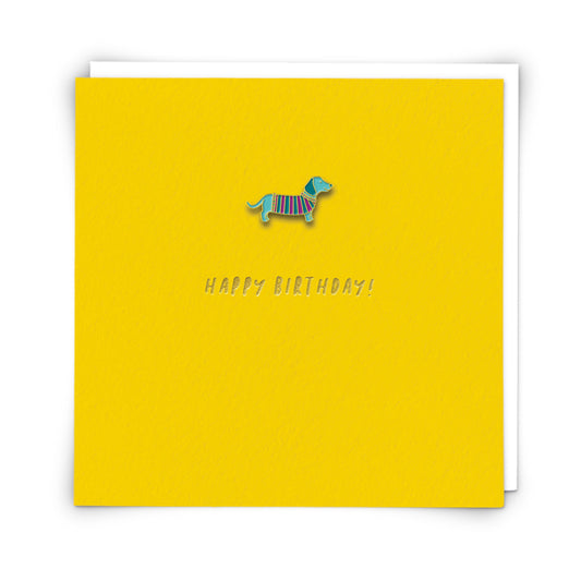 Sausage Dog Enamel Pin Greeting Card